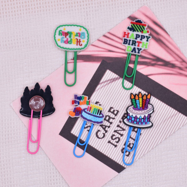 Wholesale Random 50pcs Birthday Cake Paper Clip Bookmark