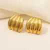 Ion Plating (IP) Real Gold Plated 18K C Shape Solid Color Twist 304 Stainless Steel Basic Modern Style Classic Waterproof Non Tarnish Ear Studs