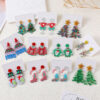 Wholesale Christmas Cute Christmas Tree Snowflake Earrings