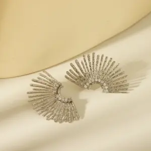 Sun Stud Earrings-Steel