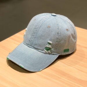1999 hole Denim baseball cap-Green / Adjustable