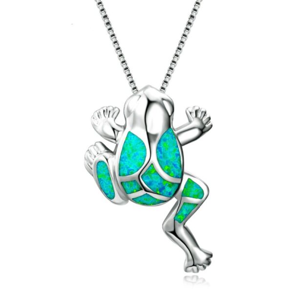 oly-bed4bfac2fd6fc4d25bc042f8bab6046 Wholesale Yansheng European and American New Frog Aobao Pendant Necklace Cute Exquisite Blue Opal Jewelry Cross-Border