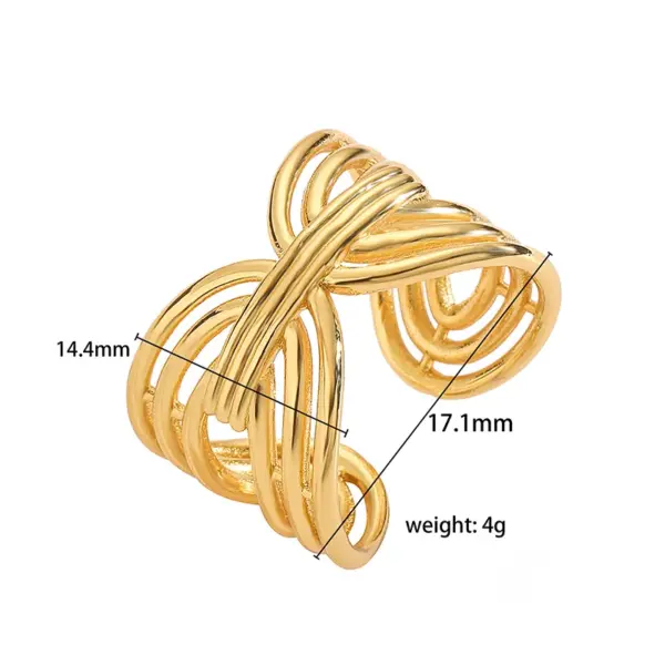 Wholesale Ig Style Classic Style Geometric Copper Plating 18k Gold Plated Open Rings