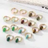 Wholesale 1 Pair Fashion Round 201 Stainless Steel Natural Stone Earrings