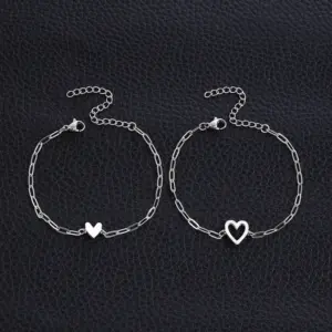 Silver / One Size / 2-Piece Love Heart Clip Chain