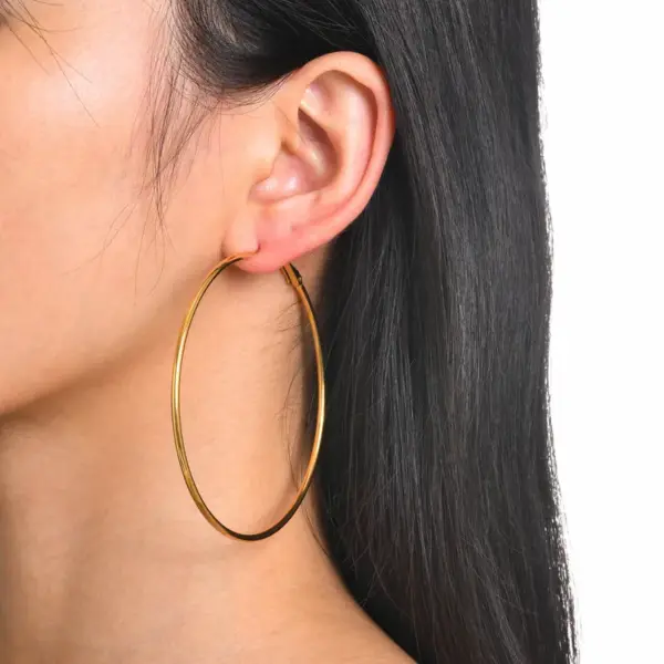PVD Coated Real Gold Plated Circle 304 Stainless Steel Simple Style Waterproof Non Tarnish Earrings