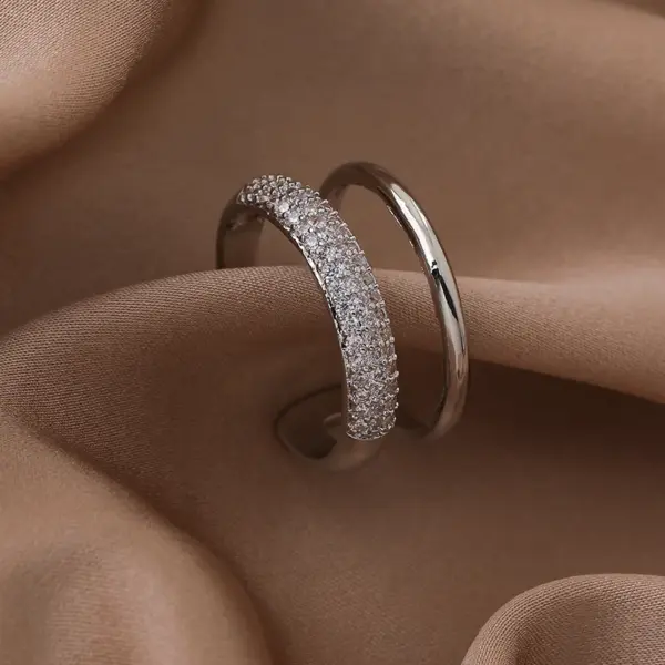 Simple Style Solid Color Copper White Gold Plated Gold Plated Zircon Open Rings In Bulk