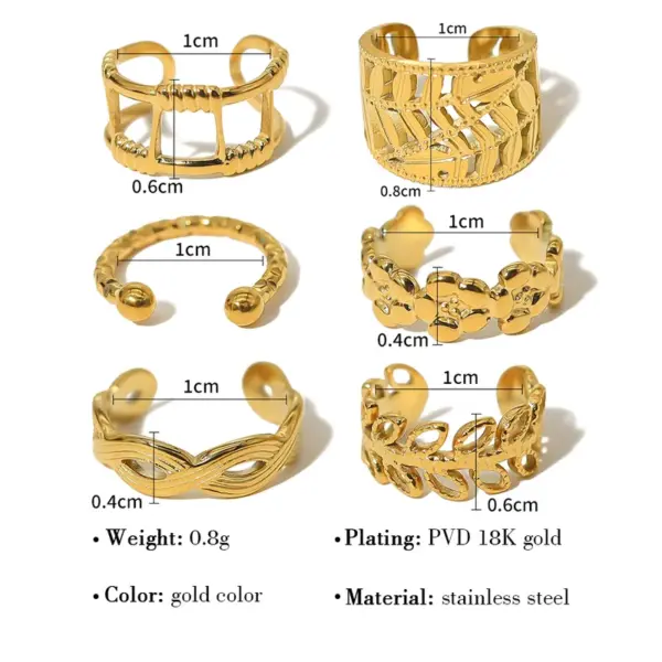 Wholesale PVD Coated 18K Gold Real Gold Plated Leaf Roman Numeral Flower 304 Stainless Steel Simple Style Waterproof Non Tarnish Ear Cuffs