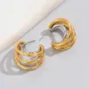 Wholesale 304 Stainless Steel Multicolor PVD Coated 18K Gold Plated 18K Gold Simple Style Classic Style Waterproof Non Tarnish Layered Plating Gold Silver Ear Studs