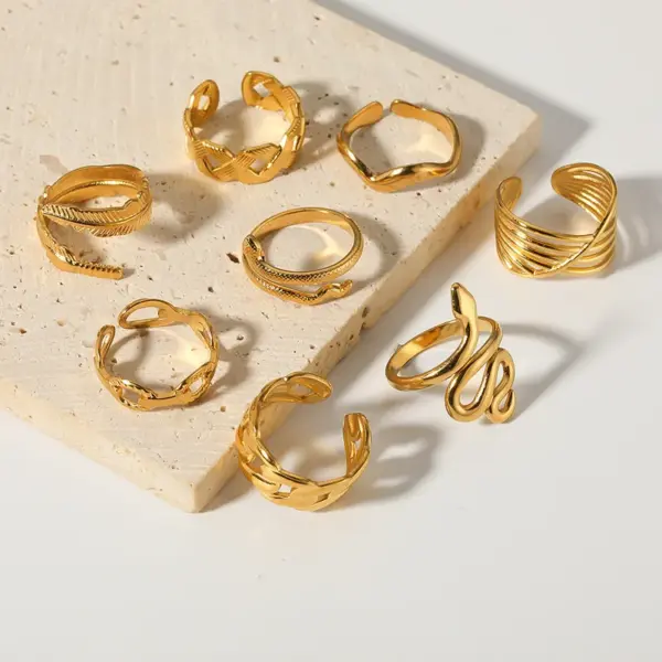 PVD Coated 18K Gold Real Gold Plated Geometric Heart Shape Stainless Steel Vintage Style Waterproof Non Tarnish Open Ring