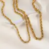 Real Gold Plated 304 Stainless Steel PVD Coated Solid Color Waterproof Non Tarnish Twisted Rope Chain Necklace