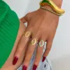 Wholesale PVD Coated Real Gold Plated 18K Gold Circle 304 Stainless Steel Casual Simple Style Waterproof Non Tarnish Adjustable Ring