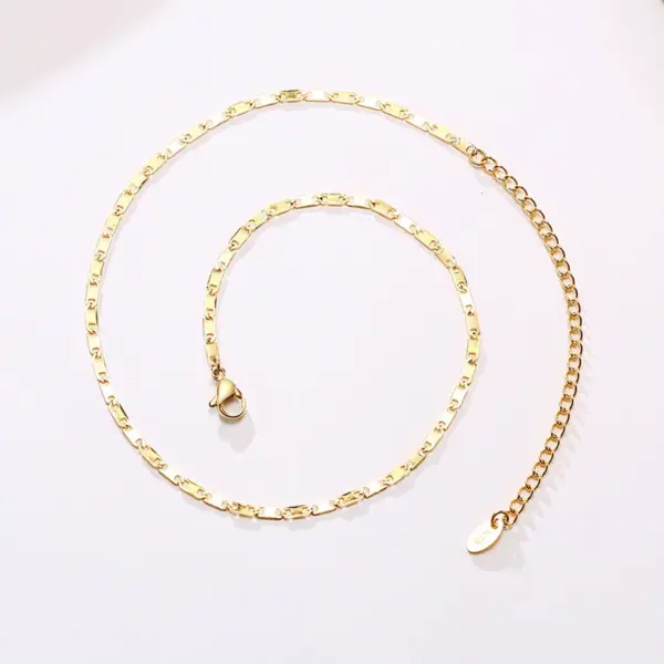 201 Stainless Steel Solid Color PVD Coated 18K Gold Plated Real Gold Plated Simple Style Waterproof Non Tarnish Patchwork Cable Chain Necklace