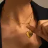 Wholesale PVD Coated Real Gold Plated Heart Shape 304 Stainless Steel Simple Style Waterproof Non Tarnish Jewelry Set
