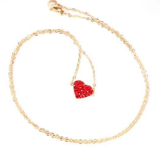 Wholesale Simple Style Heart Shape Stainless Steel Plating Zircon Pendant Necklace