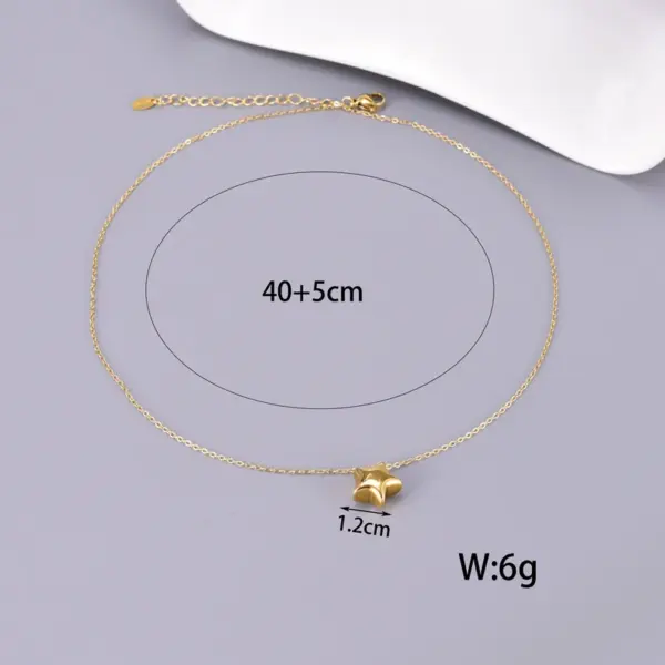 304 Stainless Steel Star PVD Coated 18K Real Gold Plated Elegant Simple Style Waterproof Non Tarnish Plating Cable Chain Pendant Necklace