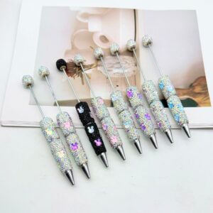 Wholesale Cute mocha rabbit full drill pen diy colorful flash diamond beaded pen cross-border hot heavy industry gift pen in stock
