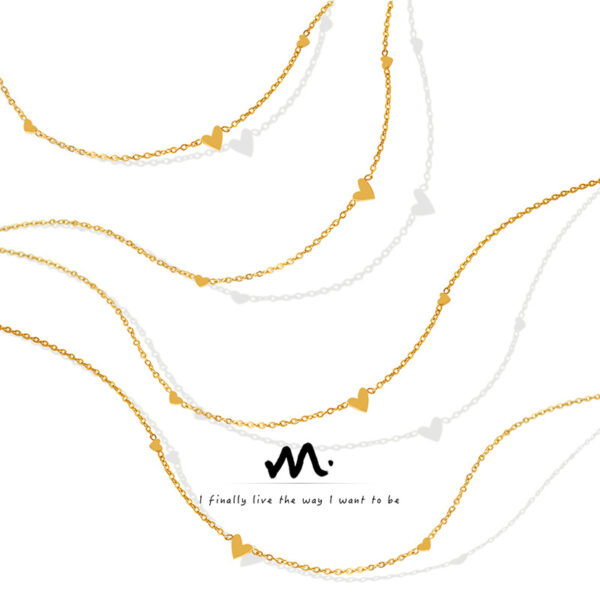 Wholesale Minimalist Exquisite All-match Small Love Sweet Cool Necklace Cute Niche Design Titanium Steel Plated 18K Gold Clavicle Chain for Women