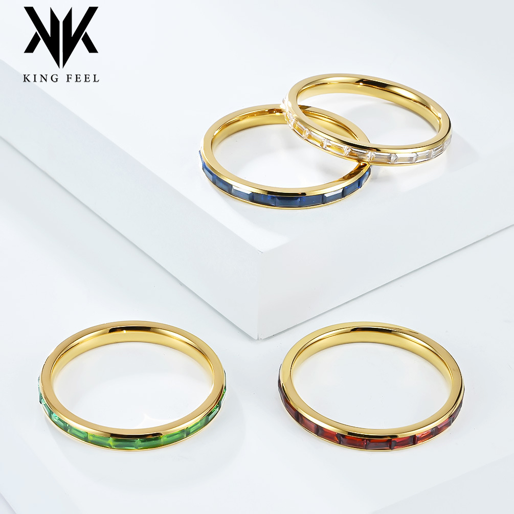Wholesale Ins Simple 2mm Titanium Steel Diamond Ring Women's Fashion Elegant Street Style Wear Women's Ring High-End Hand Jewelry Aessories
