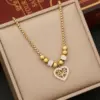 Wholesale 18K Gold Plated Real Gold Plated Tree Heart Shape Titanium Steel Casual Vintage Style Waterproof Non Tarnish Titanium Steel