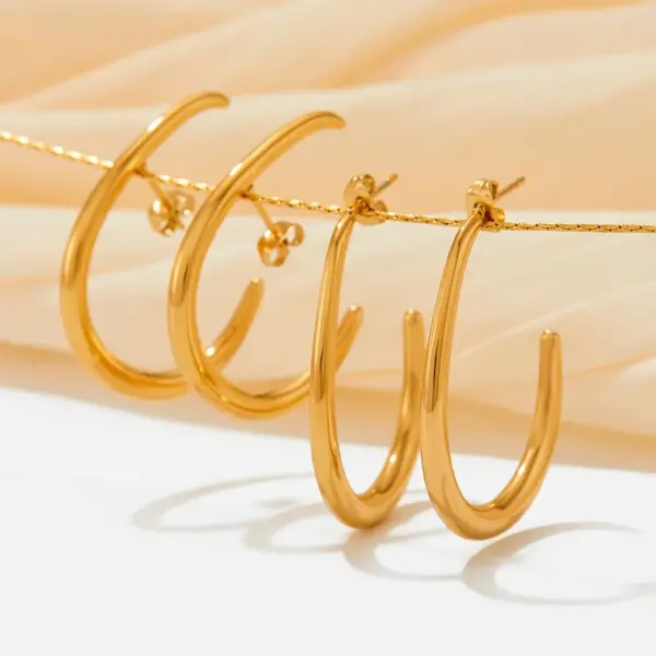 1 Pair Fashion Geometric Plating 304 Stainless Steel 16K Gold Plated White Gold Plated Gold Plated Stainless Steel Earrings