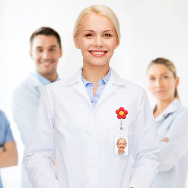 oly-bef7d9ac4dfc5aa4907372516e86e29e Wholesale Resin Color Flower Easy-Pull Buckle Easy-Pull Doctor Nurse Student Gift Office Retractable Badge Scroll