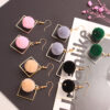 Wholesale Minimalist Handmade Design Internet Celebrity Khaki Geometric Diamond Hair Ball Earrings Sweet Simple Earrings
