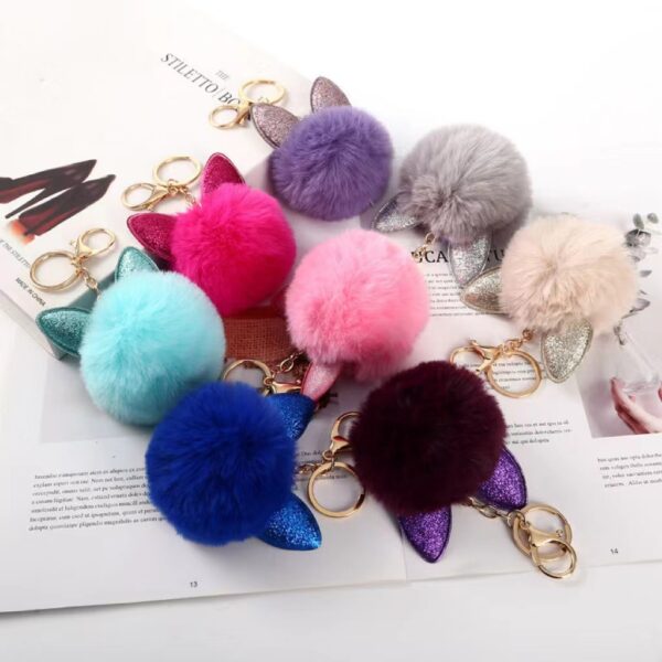 Wholesale Plush New Rabbit Ears Ethnic Ball Car Keychain Pendant Men's and Women's Bag Hanging Ornaments Spring Gift Spot