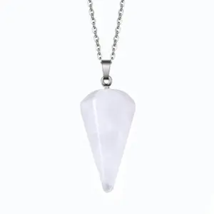 White Crystal + Chain / Small 21mmx14mm