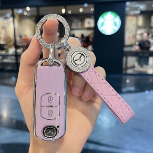 Mazda B- Smart 2 Key [Purple Single Shell] + Car Logo Leather Rope