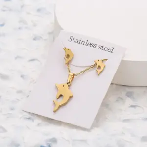 1 Set of Dolphin Ear Studs Necklace Set [B18-0101】