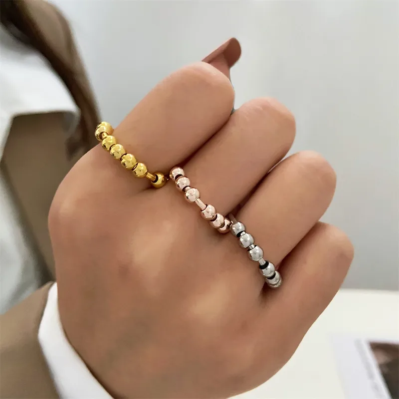 Wholesale PVD Coated 14K Gold Plated Solid Color Stainless Steel Simple Style Waterproof Non Tarnish Anxiety Ring Open Ring