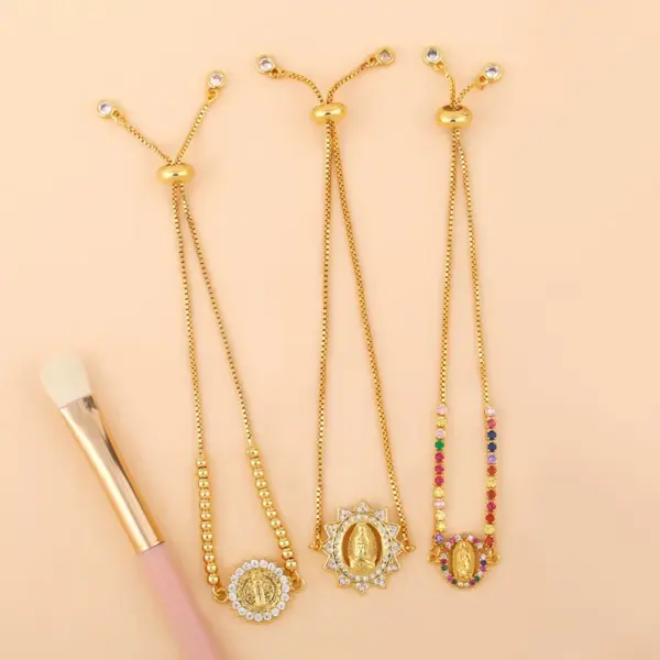 Wholesale Fashion Geometric Copper 18k Gold Plated Artificial Gemstones Bracelets In Bulk