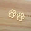 Wholesale PVD Coated 18K Gold Real Gold Plated Paw Print 304 Stainless Steel Simple Style Waterproof Non Tarnish Ear Studs