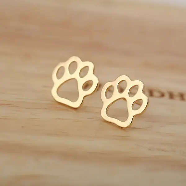 Wholesale PVD Coated 18K Gold Real Gold Plated Paw Print 304 Stainless Steel Simple Style Waterproof Non Tarnish Ear Studs
