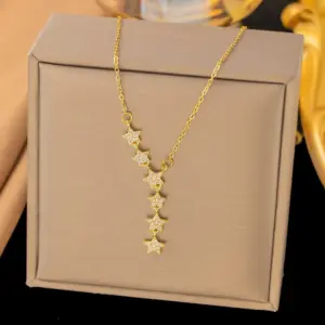 【8095】Six Stars Necklace【gold】
