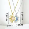 Wholesale Jewelry Classic Style Sun Moon Copper Zircon Pendant Necklace