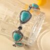 Wholesale Cross-border new bohemian style new simple fashion round t pattern turquoise environmental protection bracelet