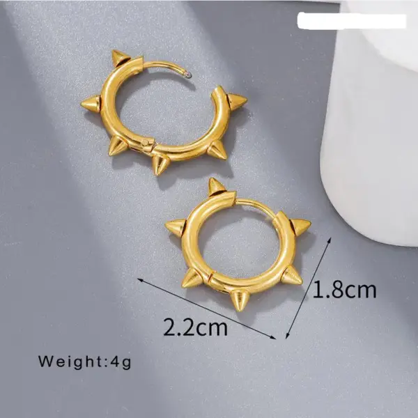 Wholesale PVD Coated Real Gold Plated Round 304 Stainless Steel Hip-Hop Retro Simple Style Waterproof Non Tarnish Hoop Earrings