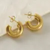 Wholesale 1 Pair IG Style Classic Style C Shape 304 Stainless Steel 18K Gold Plated Stainless Steel Earrings