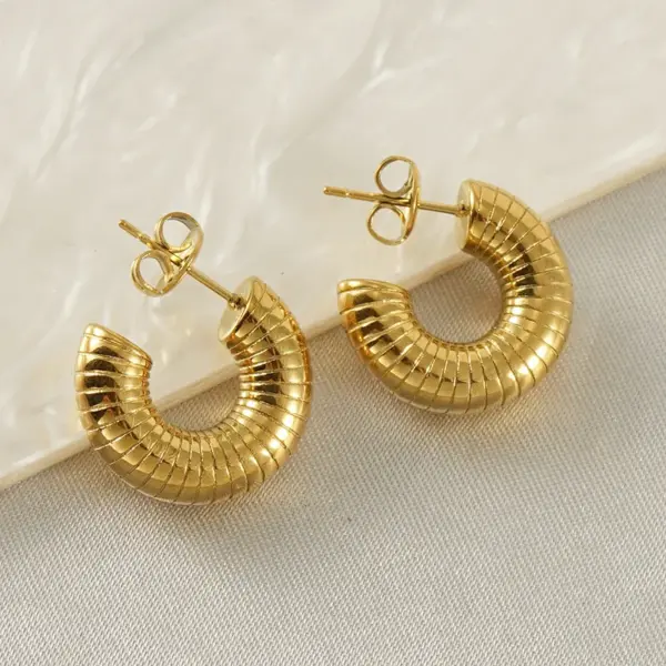 Wholesale 1 Pair IG Style Classic Style C Shape 304 Stainless Steel 18K Gold Plated Stainless Steel Earrings