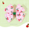 Wholesale Pink Plaid Cherry Print Bow Hairpin