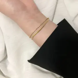 【XKB0078】 Rice Bead Chain Bracelet / Gold
