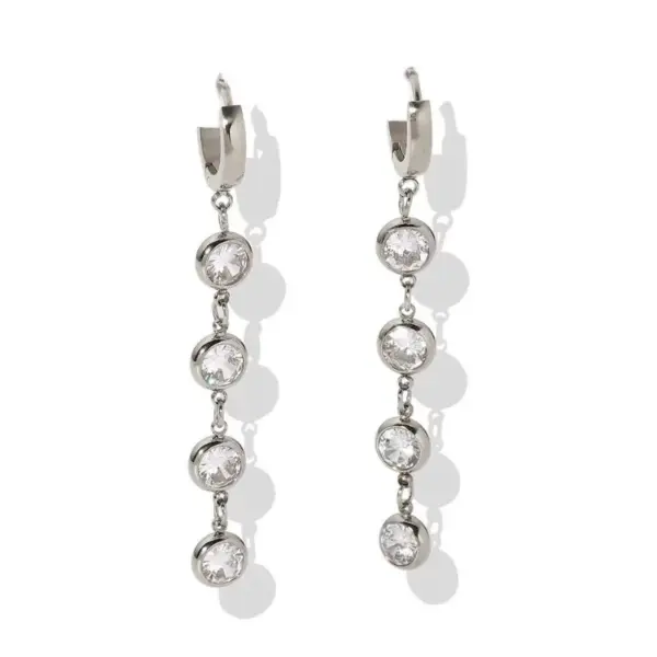 Wholesale Fashion Geometric Plating 304 Stainless Steel Artificial Gemstones 16K Gold Plated White Gold Plated Gold Plated Stainless Steel Earrings