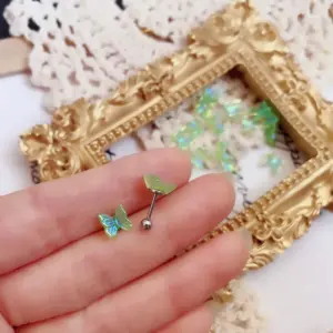 Aurora Green Butterfly Twist Ball Ear Bone Stud Single