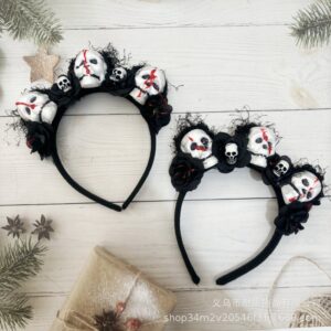 Wholesale Black Rose Skull Hairband