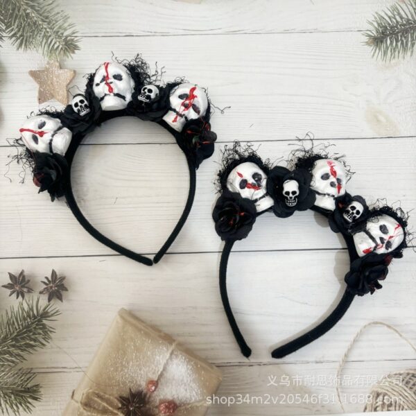 Wholesale Black Rose Skull Hairband
