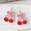 oly-bf4c9600611ce6300627e7d3324e4e56 Wholesale Bowknot Cherry Acrylic Drop Earrings