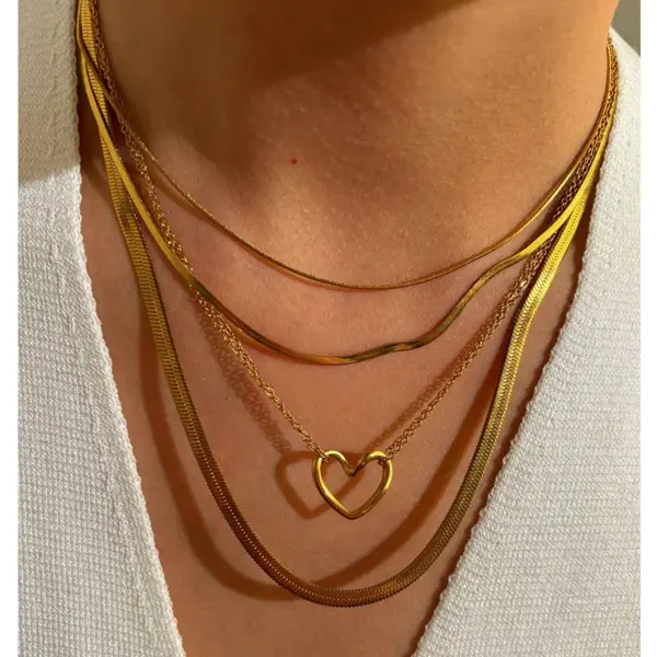 Wholesale 304 Stainless Steel Geometric PVD Coated Real Gold Plated Basic Simple Style Waterproof Non Tarnish Irregular Surgical Steel O-shaped Chain Cable Chain Twisted Rope Chain Gold Chain Necklace