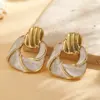 Wholesale Trendy Fashion Ins Style Gold-Plated Imitation Gold 304 Stainless Steel Colorful Oil-Drip Irregular Spiral Pattern Earrings
